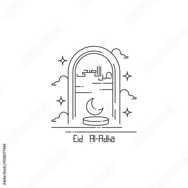 Fototapeta Eid AL adha design with calligraphy line style