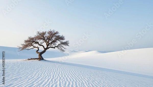 Obraz Surreal Landscape with Isolated Tree in Snowy Dunes