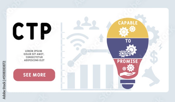 Obraz CTP - Capable to Promise acronym. business concept background. vector illustration concept with keywords and icons. lettering illustration with icons for web banner, flyer, landing