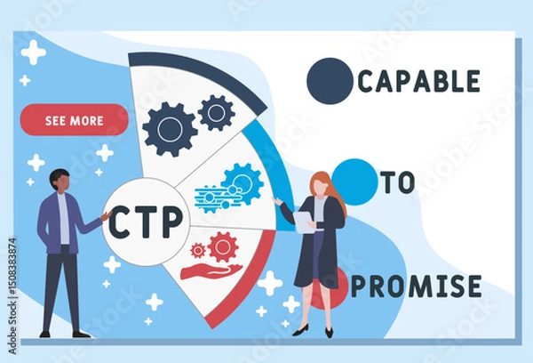 Obraz CTP - Capable to Promise acronym. business concept background. vector illustration concept with keywords and icons. lettering illustration with icons for web banner, flyer, landing