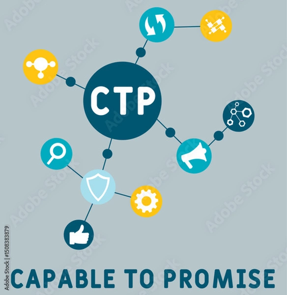 Obraz CTP - Capable to Promise acronym. business concept background. vector illustration concept with keywords and icons. lettering illustration with icons for web banner, flyer, landing