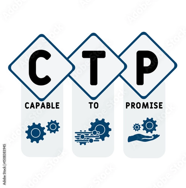 Obraz CTP - Capable to Promise acronym. business concept background. vector illustration concept with keywords and icons. lettering illustration with icons for web banner, flyer, landing