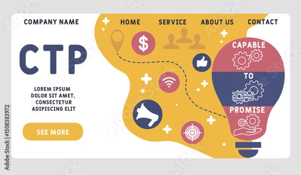 Obraz CTP - Capable to Promise acronym. business concept background. vector illustration concept with keywords and icons. lettering illustration with icons for web banner, flyer, landing