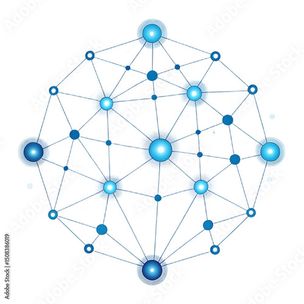 Obraz Interconnected Nodes Network Representing Data Flow and Communication