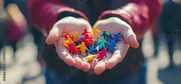 Obraz Colorful Community in Hands: Embracing Diversity and Inclusion