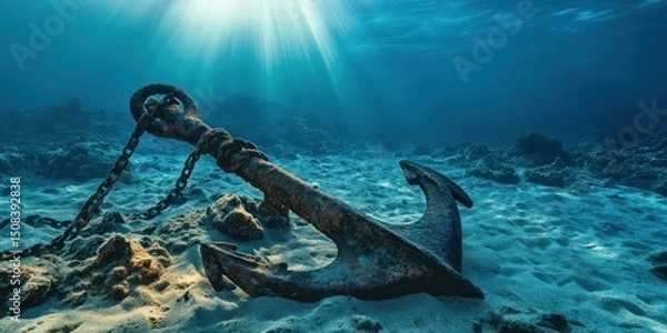 Obraz Sunken Treasure: An Underwater Anchor's Serene Rest