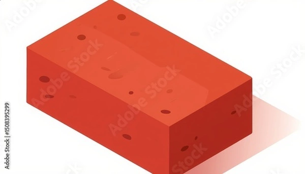 Fototapeta Flat style illustration of a single red brick with clean lines and subtle shading. Isolated on white background. Ideal for icons, infographics, or construction-themed designs