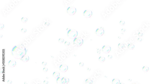 Fototapeta soap bubbles pattern isolated on transparent background , png rainbow bubbles random ,cosmetics and beauty design element	
