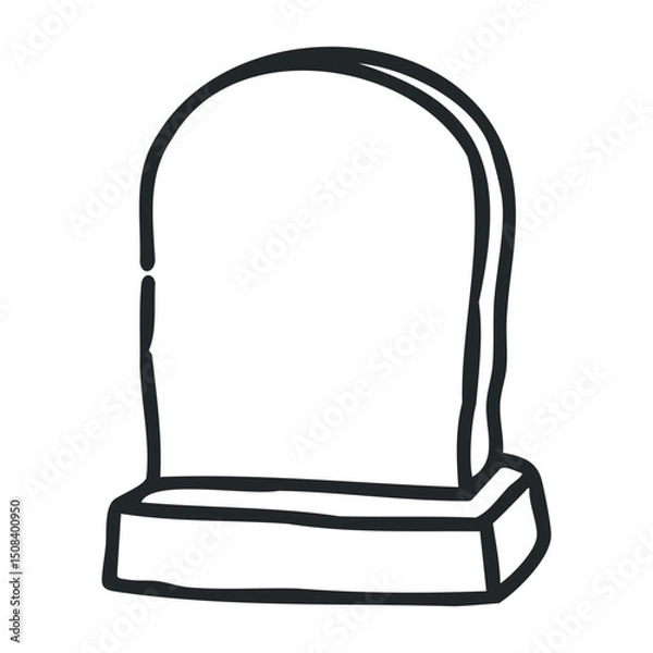 Obraz Sketch of a simple empty headstone – stock vector icon in line drawing style