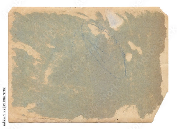 Fototapeta Vintage background of old ancient torn paper texture with spots. Old paper as background. Interesting texture of old yellowed paper slightly damaged by mold. Unique vintage texture of old paper.