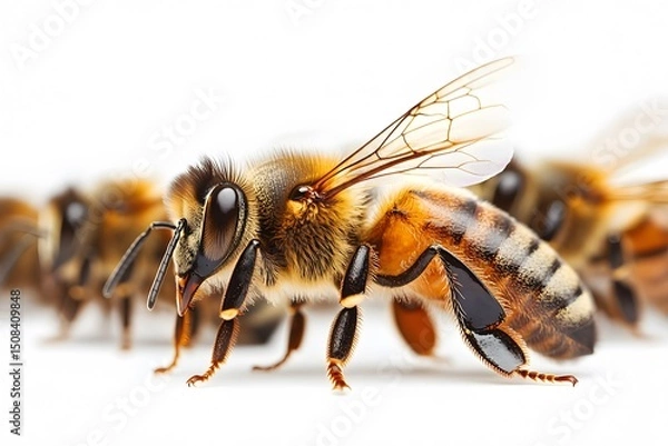 Obraz Close-Up of Bees in Formation - Nature's Intricate Pollinators in Detail
