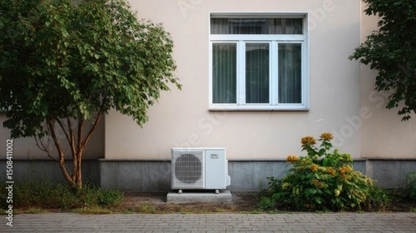 Fototapeta Air Conditioning Unit Near Building Exterior
