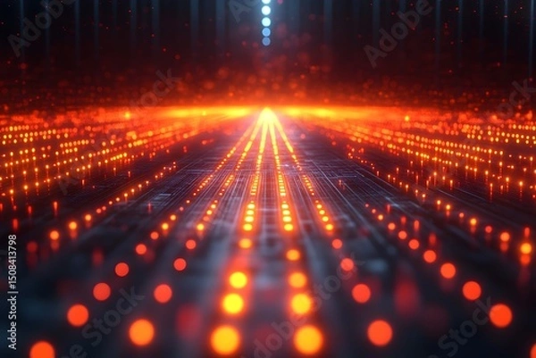Obraz Futuristic Technology Pathway with Glowing Circuit Patterns for Digital Innovation