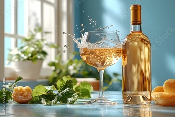 Obraz Vibrant Summer Refreshment with White Wine and Citrus on Sunny Day