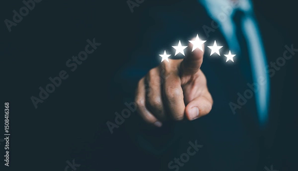 Fototapeta  Customer service, feedback, satisfaction, quality, reviews, must have quality, star rating, online comments, in business, must have reputation and be happy after receiving the service.

