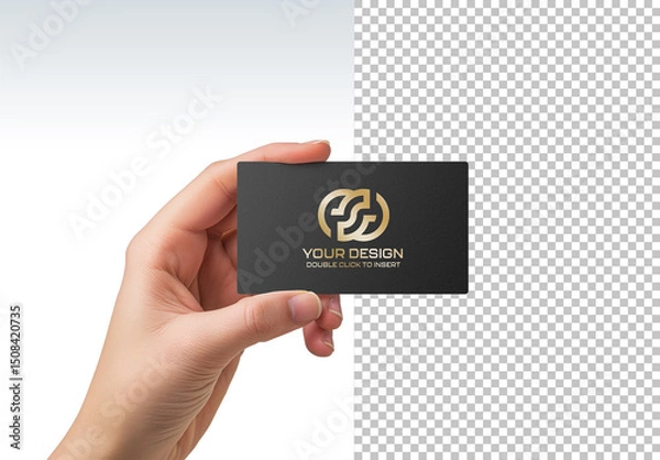 Obraz Hand Holding Black Textured Business Card Mockup