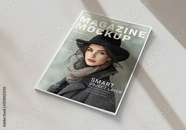 Obraz Magazine Cover With Editable Soft Shadows Mockup