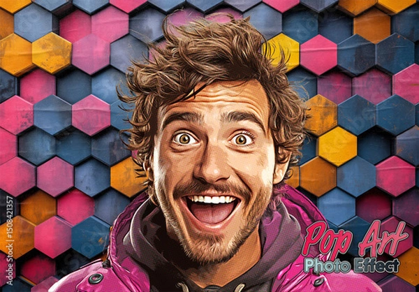 Obraz Hexagonal Pop Art Photo Effect Mockup