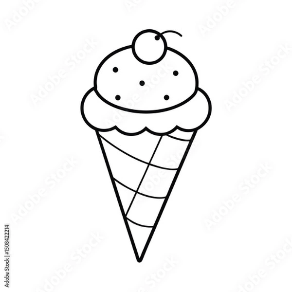 Fototapeta Ice cream outline design on white background for children activity with black and white image