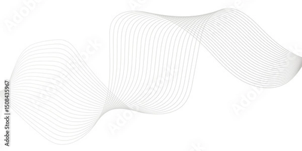 Fototapeta Abstract white and gray wave line futuristic technology flowing particles. modern curved wave smooth stripe seamless pattern. digital frequency track equalizer. stylized wave line art background.