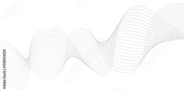 Fototapeta Abstract white and gray wave line futuristic technology flowing particles. modern curved wave smooth stripe seamless pattern. digital frequency track equalizer. stylized wave line art background.