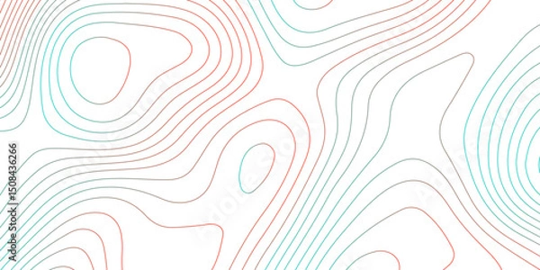 Fototapeta Topographic map background with geographic grid for hiking and mountain sport. modern design with white background and colorful wave line. topographic contour lines vector map seamless pattern vector.