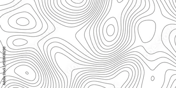 Obraz Topographic map background with geographic grid for hiking and mountain sport. modern design with white background and black wave lines. topographic contour lines vector map seamless pattern vector.
