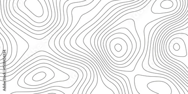 Fototapeta Topographic map background with geographic grid for hiking and mountain sport. modern design with white background and black wave lines. topographic contour lines vector map seamless pattern vector.