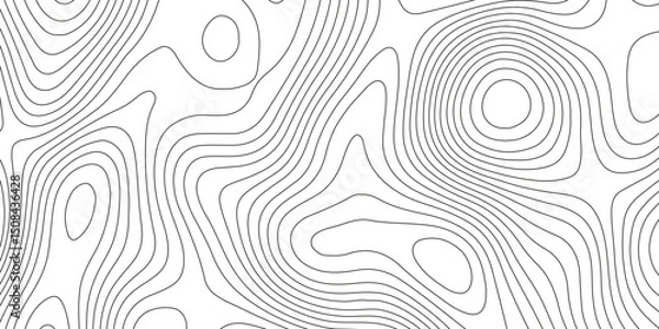 Obraz Topographic map background with geographic grid for hiking and mountain sport. modern design with white background and black wave lines. topographic contour lines vector map seamless pattern vector.