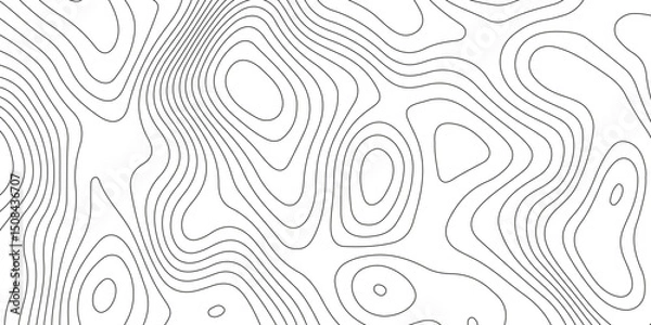 Obraz Topographic map background with geographic grid for hiking and mountain sport. modern design with white background and black wave lines. topographic contour lines vector map seamless pattern vector.