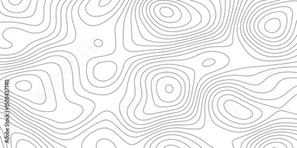 Fototapeta Topographic map background with geographic grid for hiking and mountain sport. modern design with white background and black wave lines. topographic contour lines vector map seamless pattern vector.