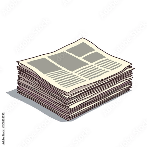 Obraz Stack of Newspapers Illustration with Headlines and Articles for News and Information