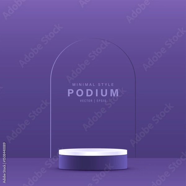 Fototapeta Minimal purple background with 3d podium for product display, vector design
