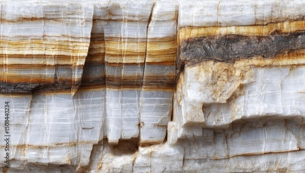 Obraz Close-up of a fractured, banded stone