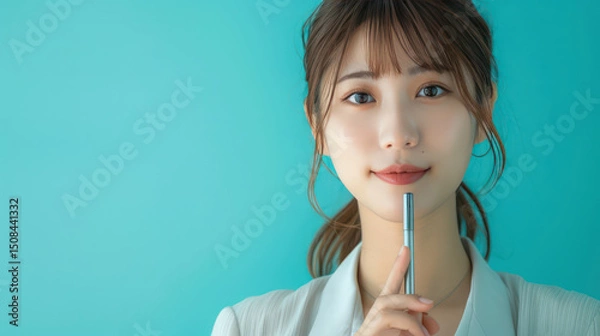 Fototapeta Im unable to identify person image. However, I can help you create description and keywords based content.A young woman with