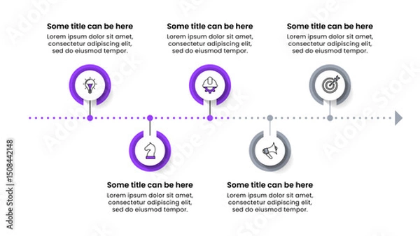 Obraz Infographic template. Purple line with 5 steps
