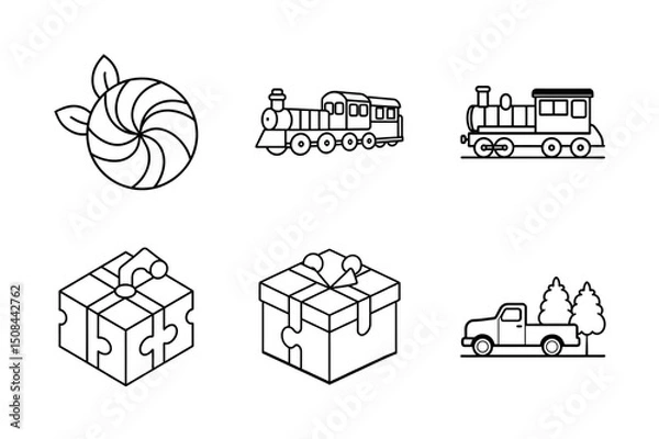 Fototapeta Christmas elements icon Set 6 boundle