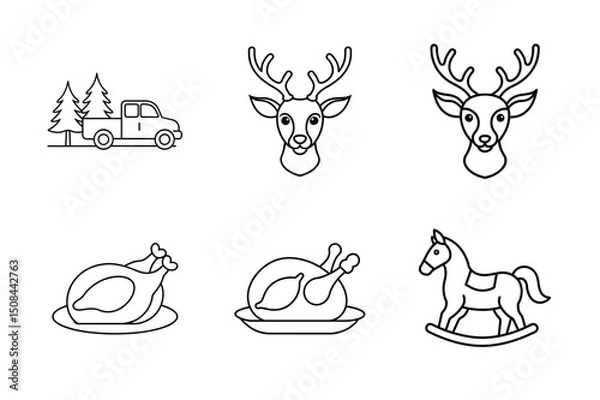 Fototapeta Christmas elements icon Set 6 boundle