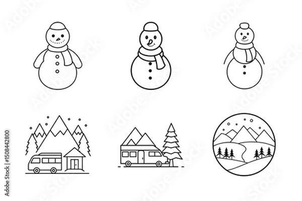 Fototapeta Christmas elements icon Set 6 boundle