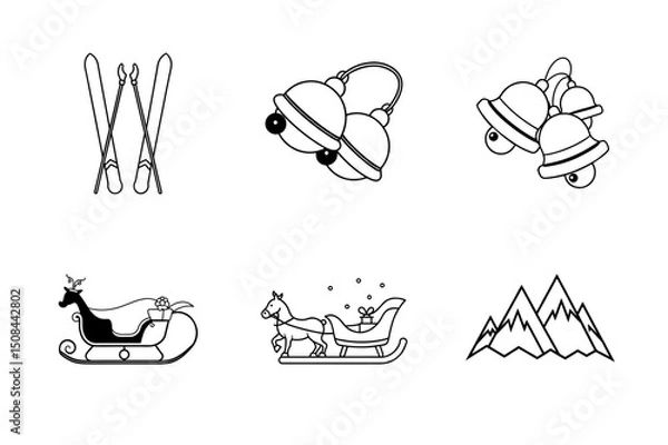 Fototapeta Christmas elements icon Set 6 boundle