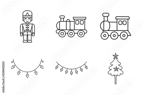 Fototapeta Christmas elements icon Set 6 boundle