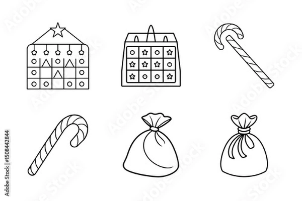 Fototapeta Christmas elements icon Set 6 boundle