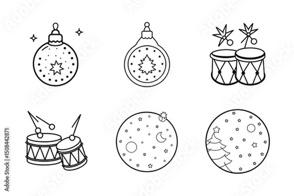 Fototapeta Christmas elements icon Set 6 boundle