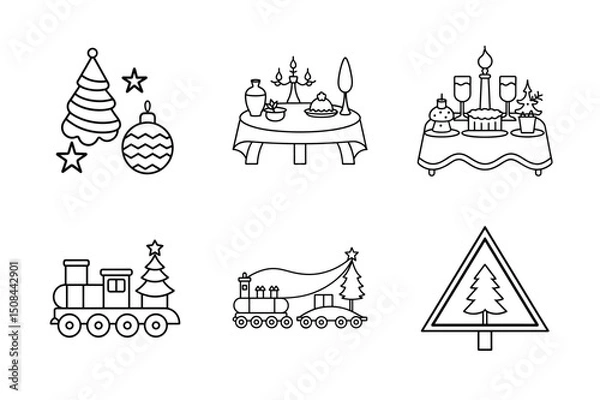 Fototapeta Christmas elements icon Set 6 boundle