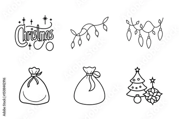 Fototapeta Christmas elements icon Set 6 boundle