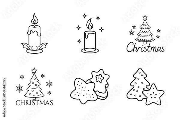 Fototapeta Christmas elements icon Set 6 boundle