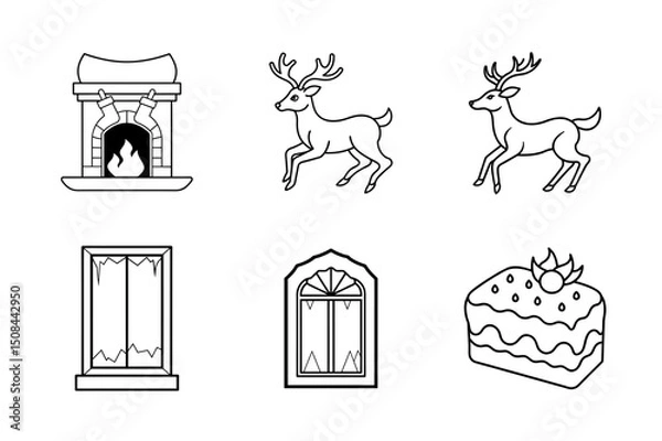 Fototapeta Christmas elements icon Set 6 boundle