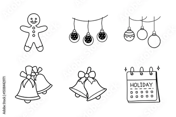 Fototapeta Christmas elements icon Set 6 boundle