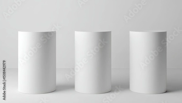 Obraz Three white cylindrical pedestals (6)