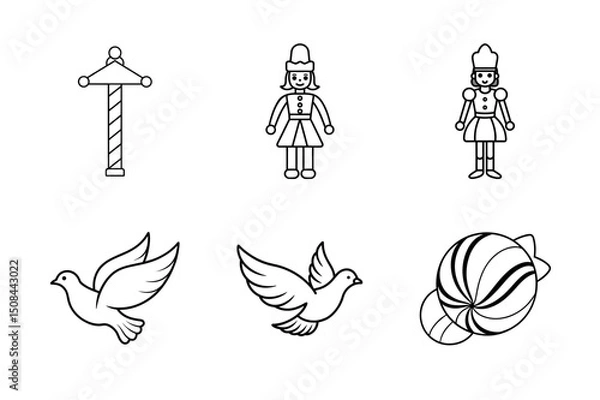 Fototapeta Christmas elements icon Set 6 boundle
